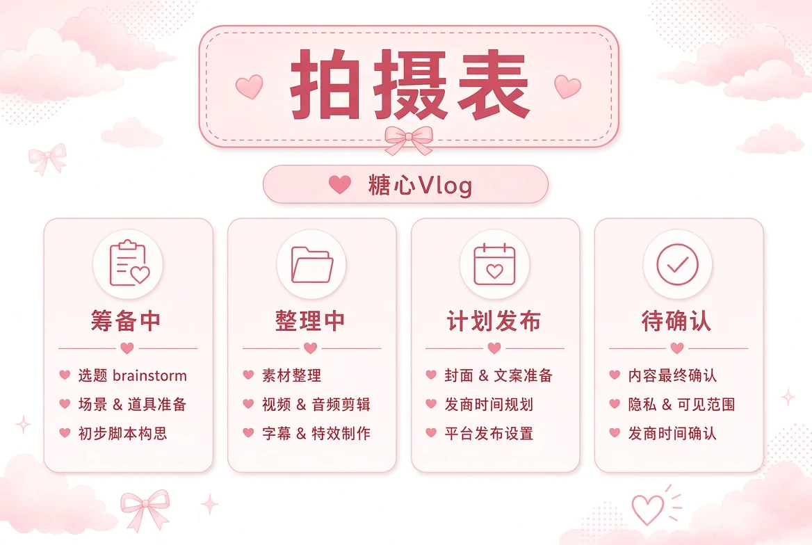 糖心Vlog拍摄表与整理状态
